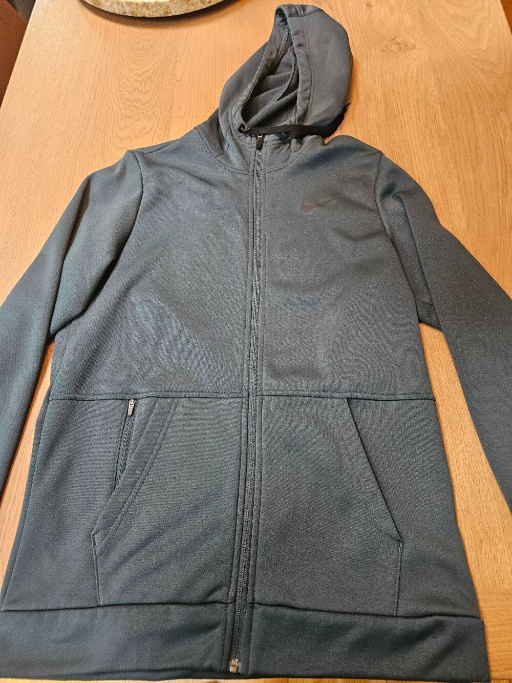 Nike Therma-Fit Mens Full Zip Hoodie Gray Fleece Lined Swoosh Sweatshirt Jacket